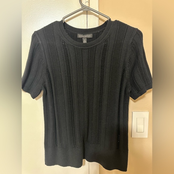 Black sweater, short sleeves, organic cotton - Picture 2 of 3